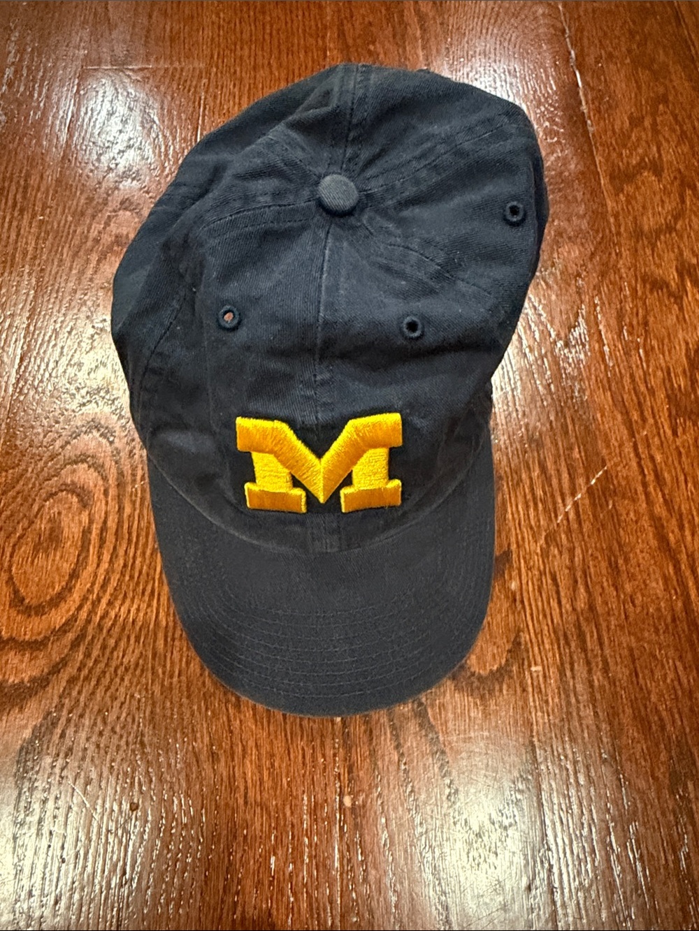 Michigan Navy Baseball Cap with Yellow 'M' Embroidery go blue